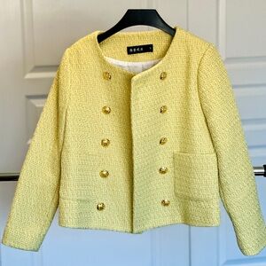 Luxury Chanel Style Coat with bright yellow